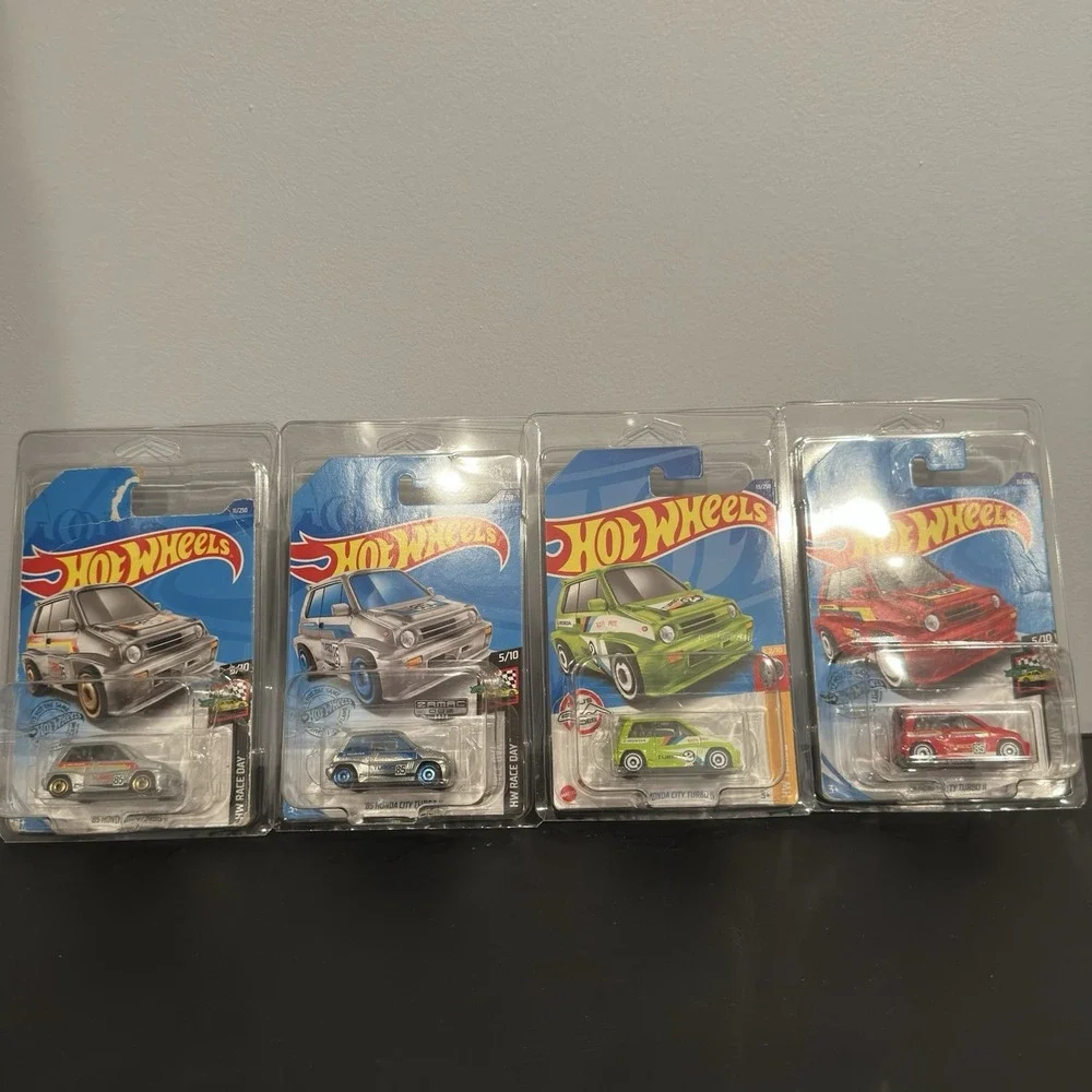 Hot Wheels Honda City Turbo II Lot Of 4 ZAMAC JDM Variations w/ Protector Case A